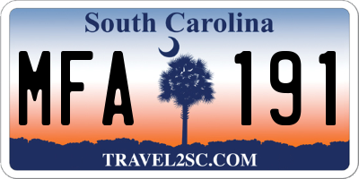 SC license plate MFA191