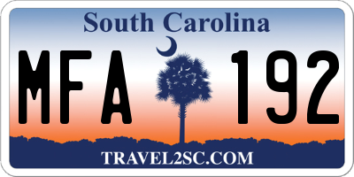 SC license plate MFA192