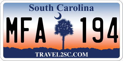SC license plate MFA194