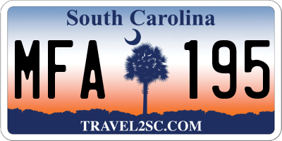 SC license plate MFA195
