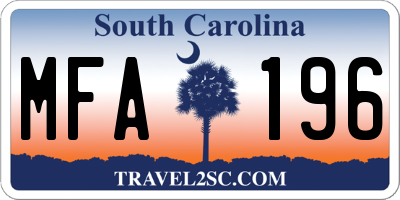 SC license plate MFA196