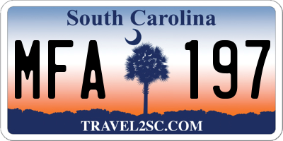 SC license plate MFA197