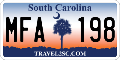 SC license plate MFA198