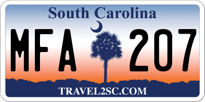 SC license plate MFA207