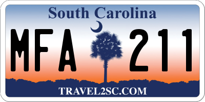 SC license plate MFA211