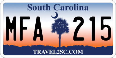 SC license plate MFA215