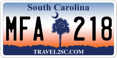 SC license plate MFA218