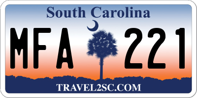 SC license plate MFA221