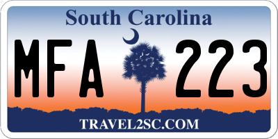 SC license plate MFA223