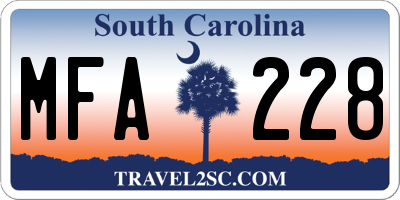SC license plate MFA228