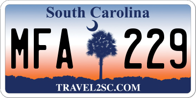 SC license plate MFA229