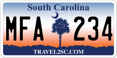 SC license plate MFA234