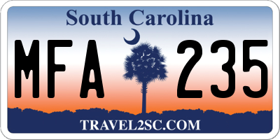 SC license plate MFA235