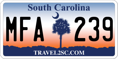 SC license plate MFA239