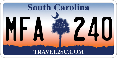 SC license plate MFA240