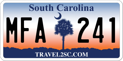 SC license plate MFA241