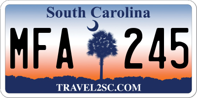 SC license plate MFA245