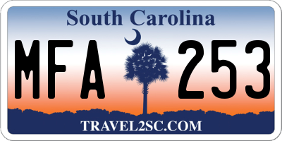 SC license plate MFA253