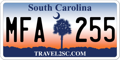 SC license plate MFA255