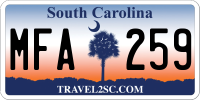 SC license plate MFA259
