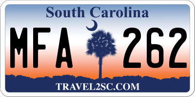 SC license plate MFA262