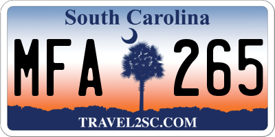 SC license plate MFA265