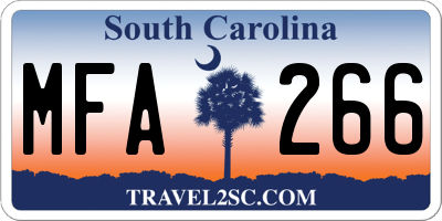 SC license plate MFA266