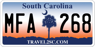 SC license plate MFA268
