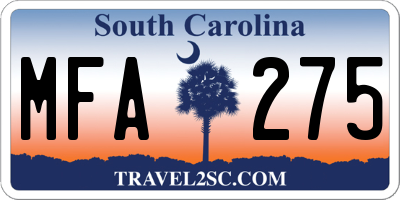 SC license plate MFA275