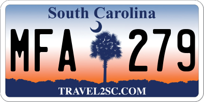 SC license plate MFA279