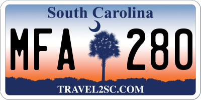 SC license plate MFA280
