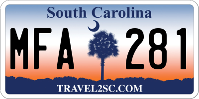 SC license plate MFA281