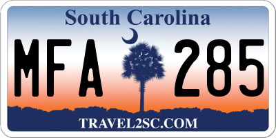 SC license plate MFA285