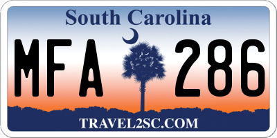 SC license plate MFA286