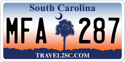 SC license plate MFA287