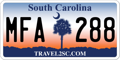 SC license plate MFA288