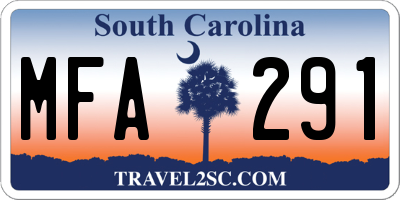 SC license plate MFA291