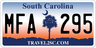 SC license plate MFA295