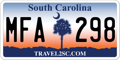 SC license plate MFA298