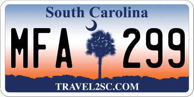 SC license plate MFA299