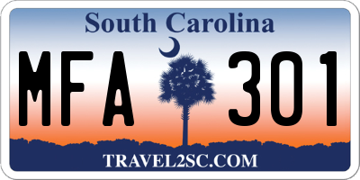 SC license plate MFA301