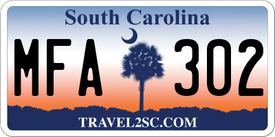 SC license plate MFA302