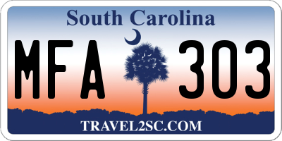SC license plate MFA303