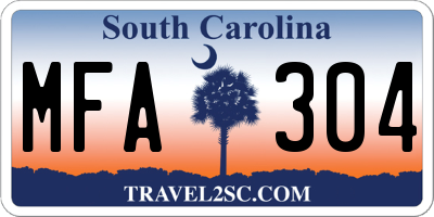 SC license plate MFA304