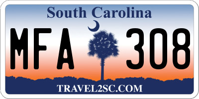 SC license plate MFA308
