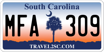 SC license plate MFA309