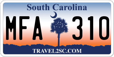 SC license plate MFA310