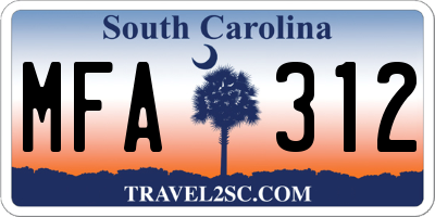 SC license plate MFA312