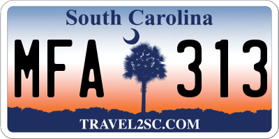 SC license plate MFA313