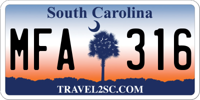 SC license plate MFA316
